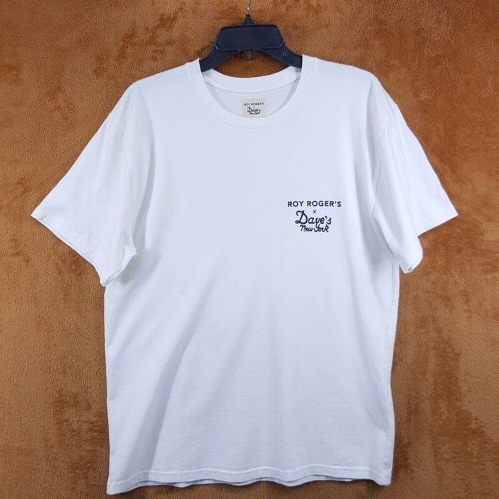 ROY ROGERS x DAVE'S NEW YORK Shirt Mens Medium White Crew Graphic T-Shirt Tee